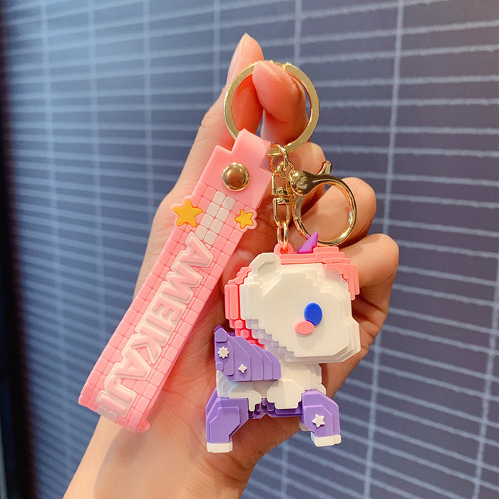 Wholesale personalized building blocks Pegasus doll keychain car pendant JDC-KC-OShi017