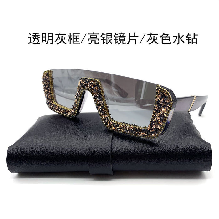 Jewelry WholesaleWholesale Colored Diamond Half Frame Transparent Flat Sunglasses Women JDC-SG-GuiM003 Sunglasses 闺淼 %variant_option1% %variant_option2% %variant_option3%  Factory Price JoyasDeChina Joyas De China