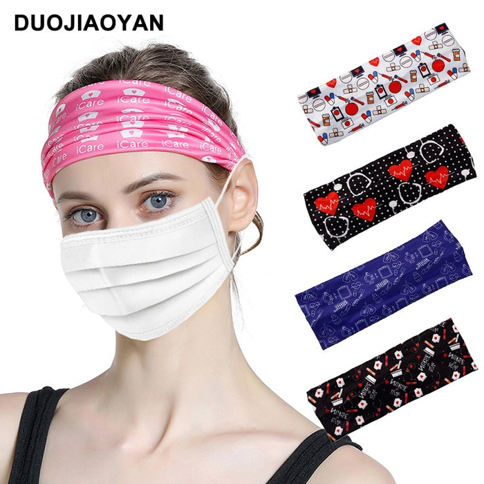 Wholesale Medical Stretch Printed Polyester Anti-Stretch Sweat Absorbent Headband MOQ≥3 JDC-HD-Jiaoy013