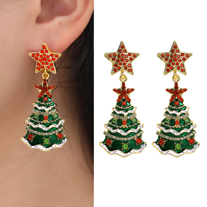 Wholesale Earrings Alloy Christmas Tree Cute JDC-ES-JUYAO014