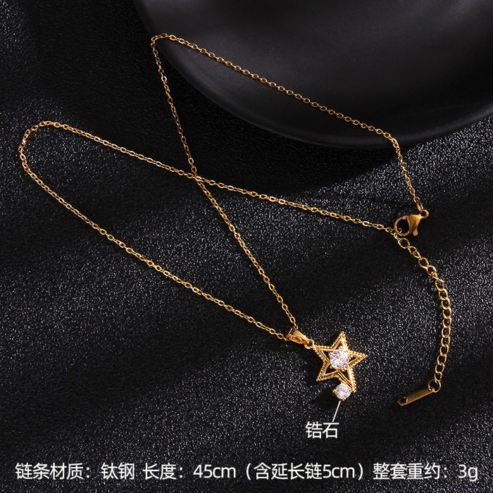 Jewelry WholesaleWholesale Octagon Gold Plated Zircon Titanium Steel Dreamcatcher Necklace JDC-NE-RongS008 Necklaces 荣硕 %variant_option1% %variant_option2% %variant_option3%  Factory Price JoyasDeChina Joyas De China