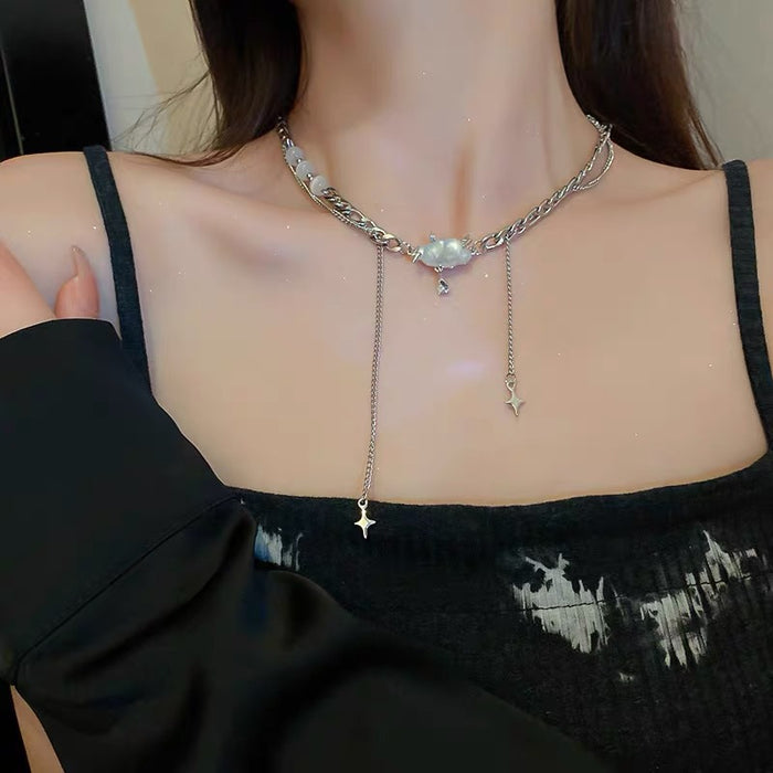 Wholesale cloud opal tassel necklace niche design clavicle chain MOQ≥2 JDC-NE-YiWei007