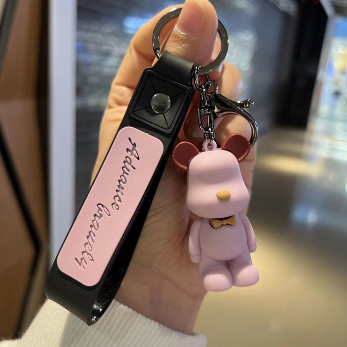 Wholesale Keychain Silicone Cute Bow Tie Glass Bear MOQ≥10 (F) JDC-KC-JuM004