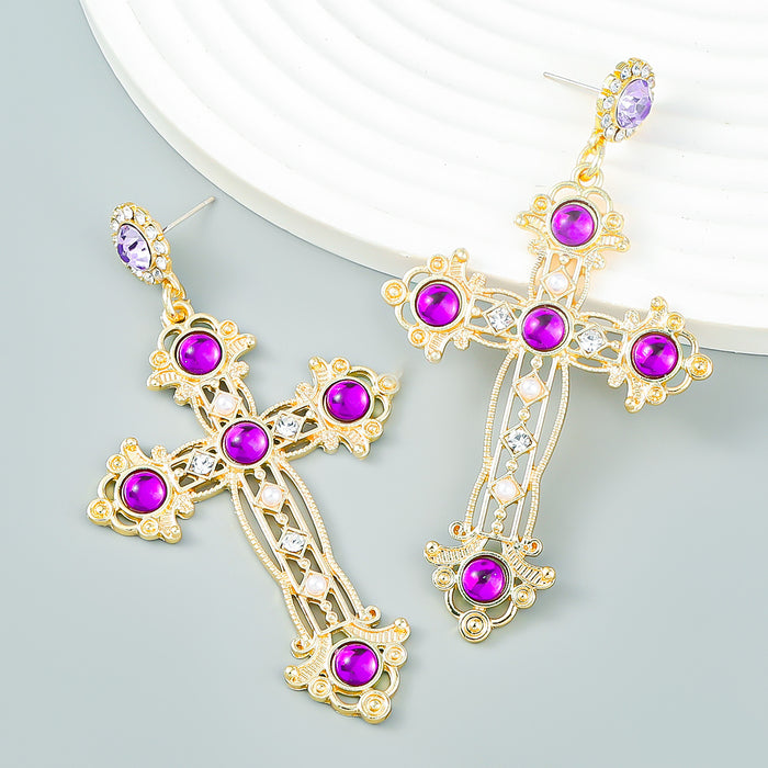 Wholesale Alloy Cross Earrings Bohemian Ethnic Style JDC-ES-jiul005