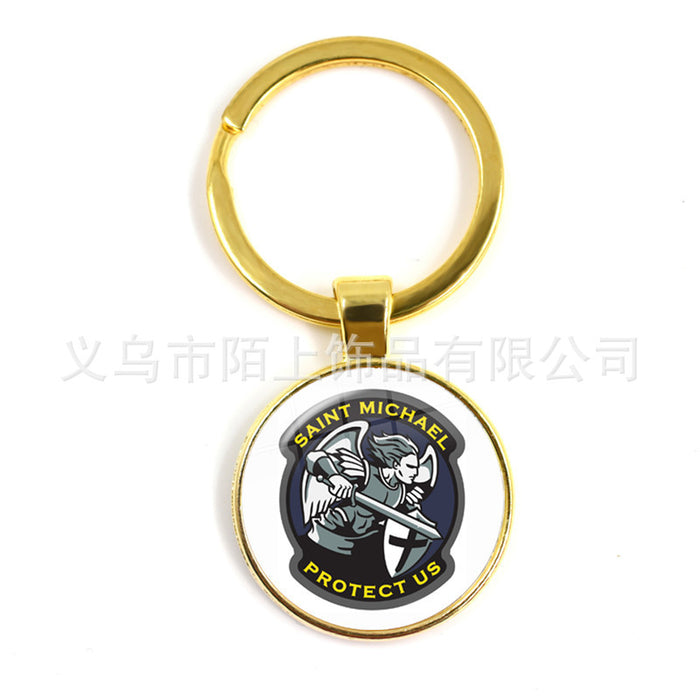 Wholesale St.Michael Russian Orthodox Time Gemstone Zinc Alloy Keychain JDC-KC-MoS001