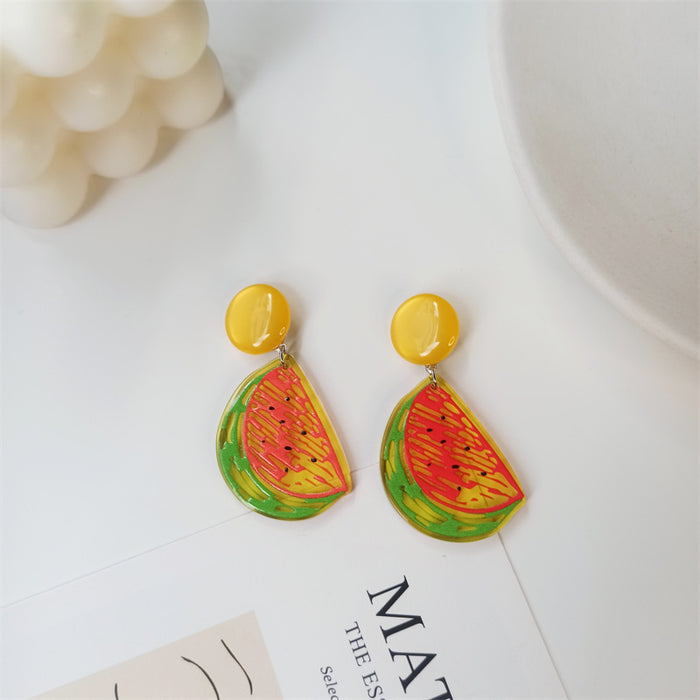 Jewelry WholesaleWholesale graffiti print watermelon pineapple avocado grape fruit acrylic earrings S925 silver needle JDC-ES-FX001 Earrings 繁瑆 %variant_option1% %variant_option2% %variant_option3%  Factory Price JoyasDeChina Joyas De China