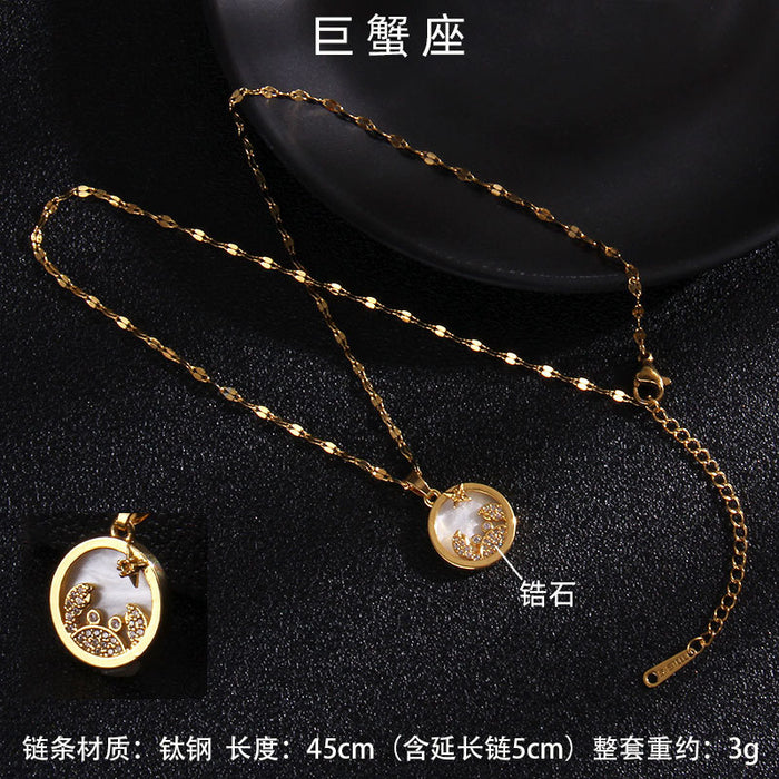 Jewelry WholesaleWholesale Twelve Constellation Gemstone Titanium Steel Necklace JDC-NE-RongS010 Necklaces 荣硕 %variant_option1% %variant_option2% %variant_option3%  Factory Price JoyasDeChina Joyas De China