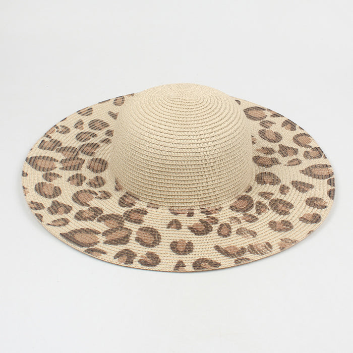 Jewelry WholesaleWholesale Big Brim Beach Vacation Leopard Print Straw Hat JDC-FH-JSYP002 Fashionhat JoyasDeChina Wholesale Jewelry %variant_option1% %variant_option2% %variant_option3%  Factory Price JoyasDeChina Joyas De China