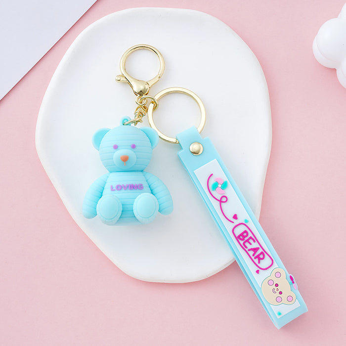 Wholesale Keychains For Backpacks PVC Bear Keychain Love Bear Cute Girl Heart MOQ≥2 JDC-KC-YY030