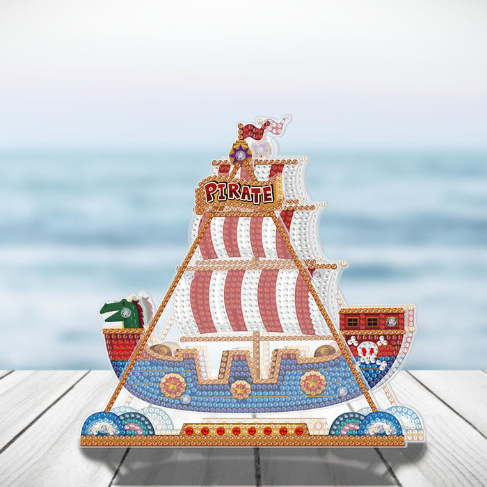 Wholesale DIY Diamond Painting Swinging Pirate Ship Acrylic Ornament MOQ≥2 JDC-DIY-JSen002