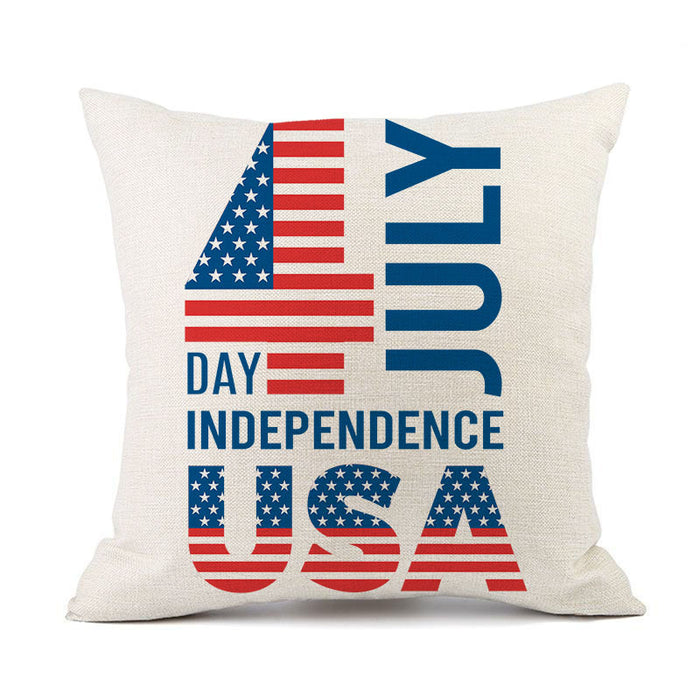 Wholesale 4th of July Independence Day Linen Pillowcase MOQ≥2 JDC-PW-OuH003