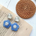 Jewelry WholesaleWholesale S925 silver flower ink water wave Blue White Earrings JDC-ES-MiH010 Earrings 米穗 %variant_option1% %variant_option2% %variant_option3%  Factory Price JoyasDeChina Joyas De China