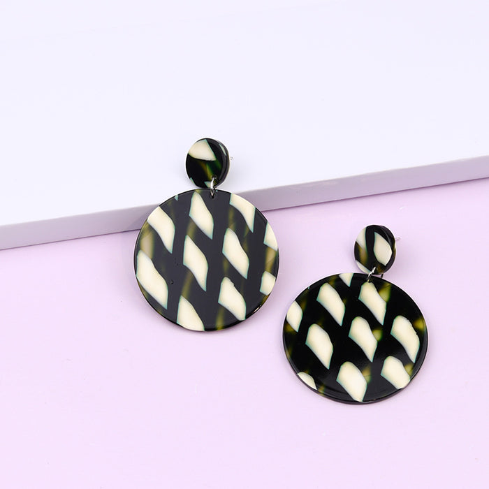 Wholesale Stripe Collection Acetate Geometric Round Earrings JDC-ES-DUAI017