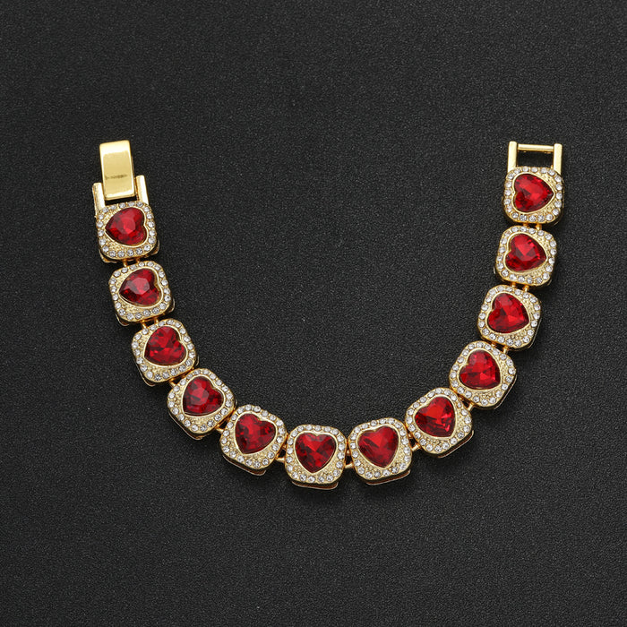 Wholesale Red Heart Shaped Alloy Full Diamond Necklace JDC-NE-ShouS002