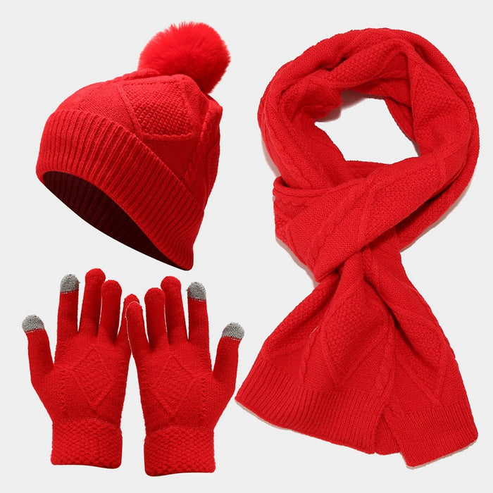 Wholesale Hat Acrylic Warm Outdoor Scarf Gloves 3 Piece Set JDC-FH-LvYi046