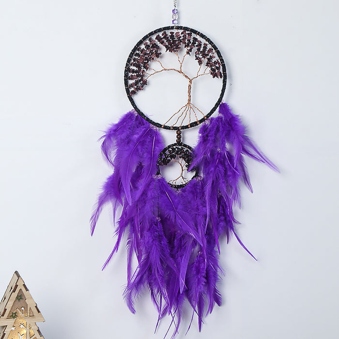 Jewelry WholesaleWholesale Purple Gravel Tree of Life Iron Ring Feather Dreamcatcher MOQ≥2 JDC-DC-LZ044 Dreamcatcher 联缀 %variant_option1% %variant_option2% %variant_option3%  Factory Price JoyasDeChina Joyas De China