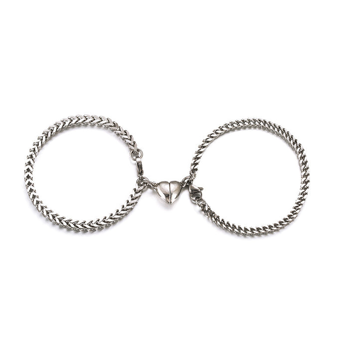 Wholesale Stainless Steel Chain Love Magnet Attract Couple Bracelet JDC-BT-ZiR016