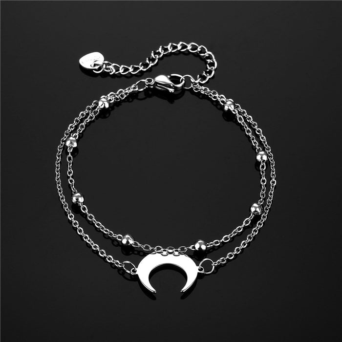 Jewelry WholesaleWholesale double layer moon titanium steel hand ornament JDC-BT-Mingm003 Bracelet 敏萌 %variant_option1% %variant_option2% %variant_option3%  Factory Price JoyasDeChina Joyas De China