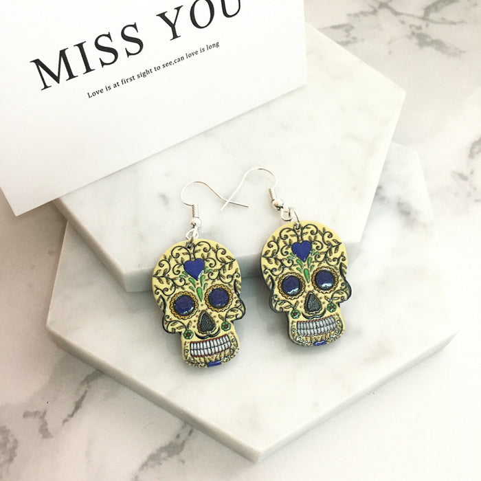 Wholesale Acrylic Skull Drop Earrings JDC-ES-Yiy001