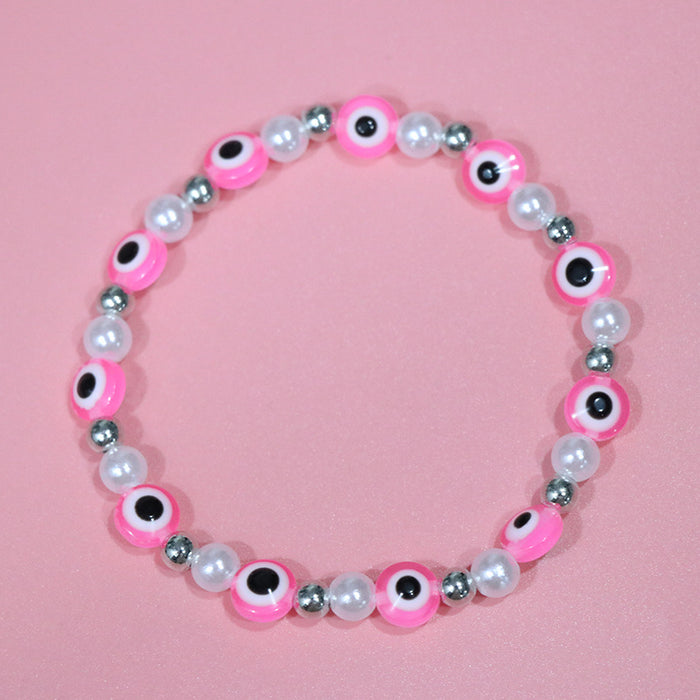 Wholesale Devil's Eye Bracelet Imitation Pearl Stretch Bracelet MOQ≥2 JDC-BT-HuoM004