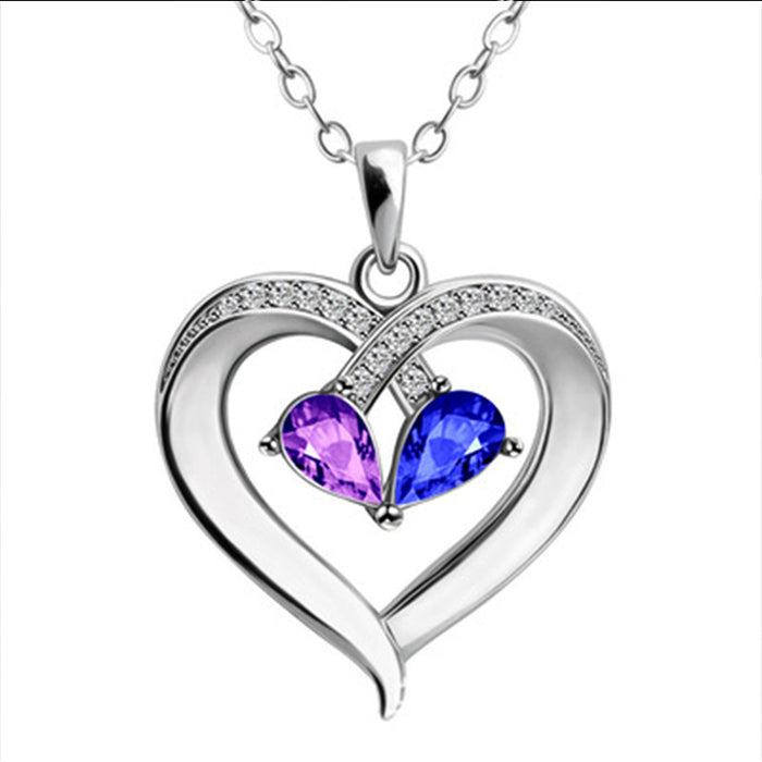 Wholesale Love Crystal Diamond Alloy Sapphire Necklace MOQ≥2 JDC-NE-JYS012