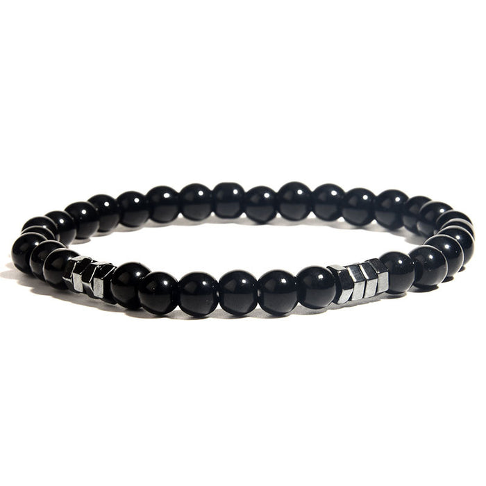 Wholesale Volcanic Stone Wood Bead Bracelet Hematite Beaded Men Polished MOQ≥2 JDC-BT-ManS008