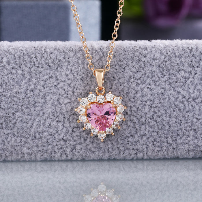 Jewelry WholesaleWholesale Simple Pink Diamond Heart Zircon Necklace MOQ≥2 JDC-NE-Caos016 Necklaces 曹适 %variant_option1% %variant_option2% %variant_option3%  Factory Price JoyasDeChina Joyas De China