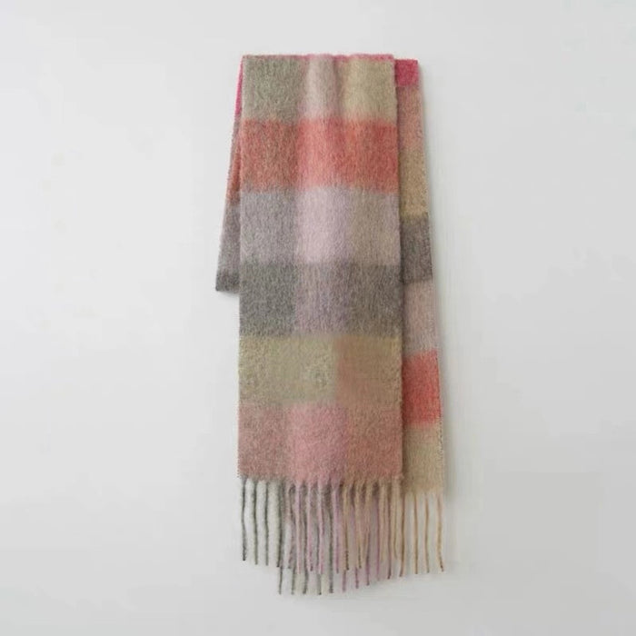 Wholesale Scarf Imitation Cashmere Winter Warmth Thickening Shawl Plaid Tassels JDC-SF-Zhenl008