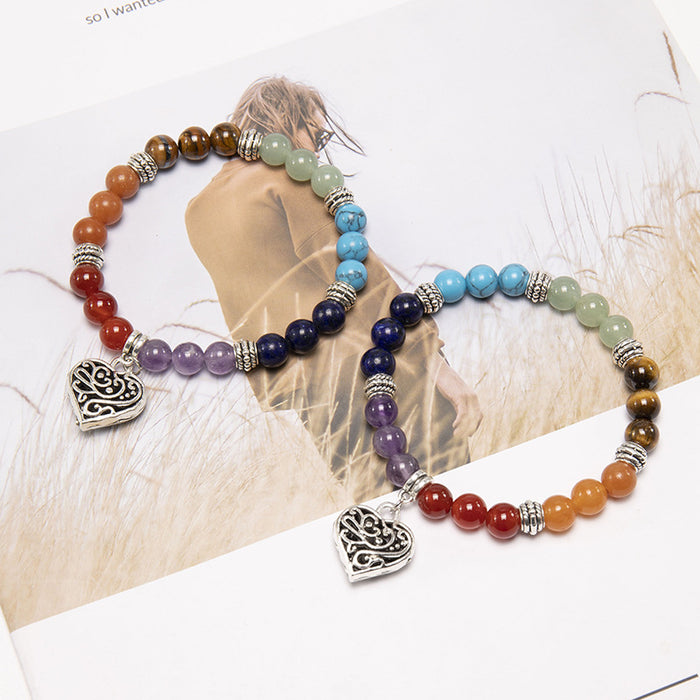 Wholesale Colorful Beaded Bracelet Natural Stone Amethyst Bracelet Peach Heart Bracelet JDC-BT-YanH001