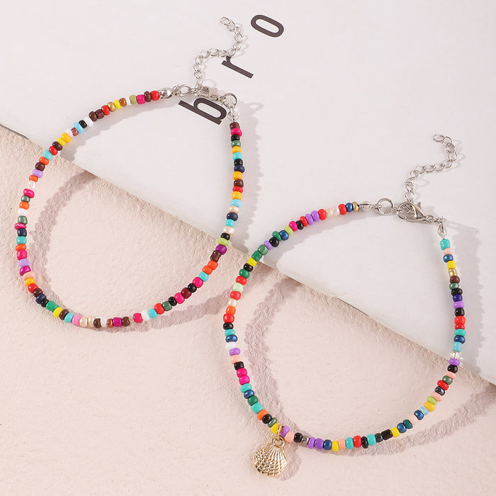 Jewelry WholesaleWholesale Boho Ethnic Color Rice Bead AnkletJDC-AS-NZ013 Anklets 奈珠 %variant_option1% %variant_option2% %variant_option3%  Factory Price JoyasDeChina Joyas De China