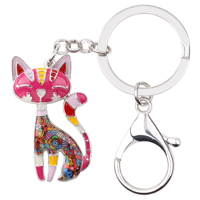 Wholesale Color Cat Keychain Alloy Keychain JDC-KC-HonS001