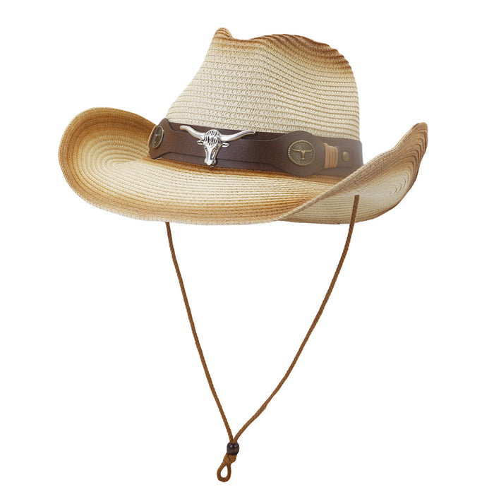 Wholesale Spring Summer Spray Paint Denim Straw Hat Outdoor JDC-FH-MShen006