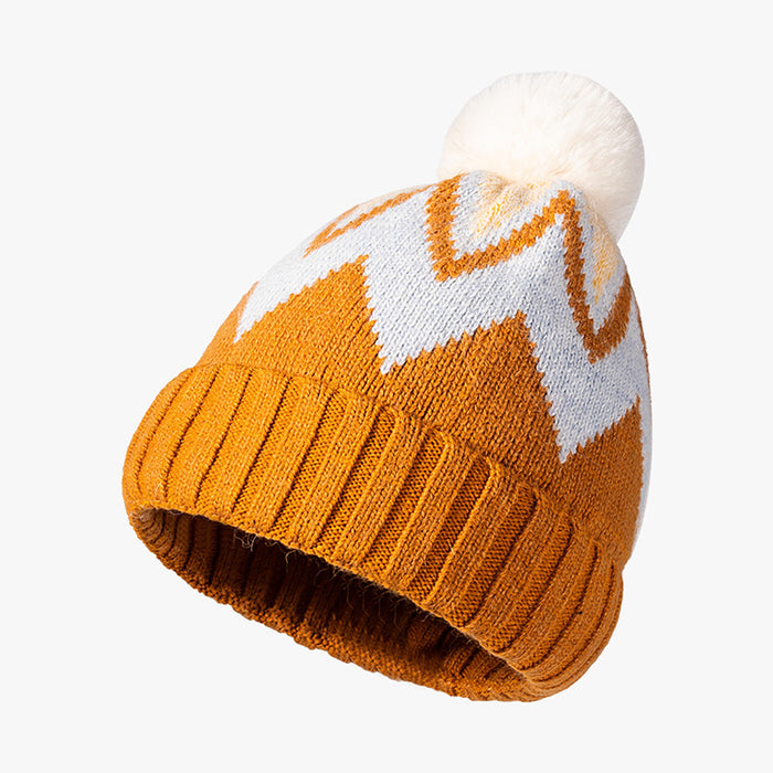 Wholesale Hat Rabbit Fur Winter Warm Striped Jacquard Beanie JDC-FH-MAC001