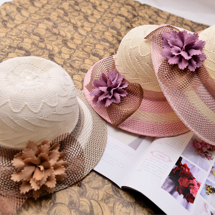 Jewelry WholesaleWholesale Summer Ladies Outdoor Shade Flower Straw Hat Chemical Fiber Beach Hat MOQ≥2 JDC-FH-FeiM001 Fashionhat 飞梦 %variant_option1% %variant_option2% %variant_option3%  Factory Price JoyasDeChina Joyas De China