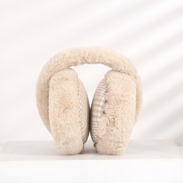 Wholesale Earmuffs Plush Winter Checkerboard Folding Warmth JDC-EF-YCheng001