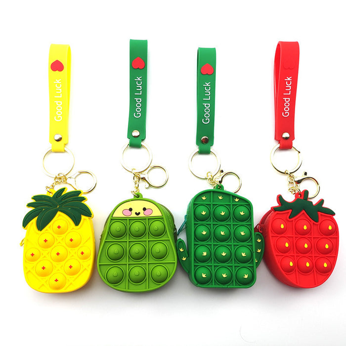 Wholesale Kids Mini Silicone Storage Bag Bubble Decompression Keychain MOQ≥2 JDC-KC-ZJun001