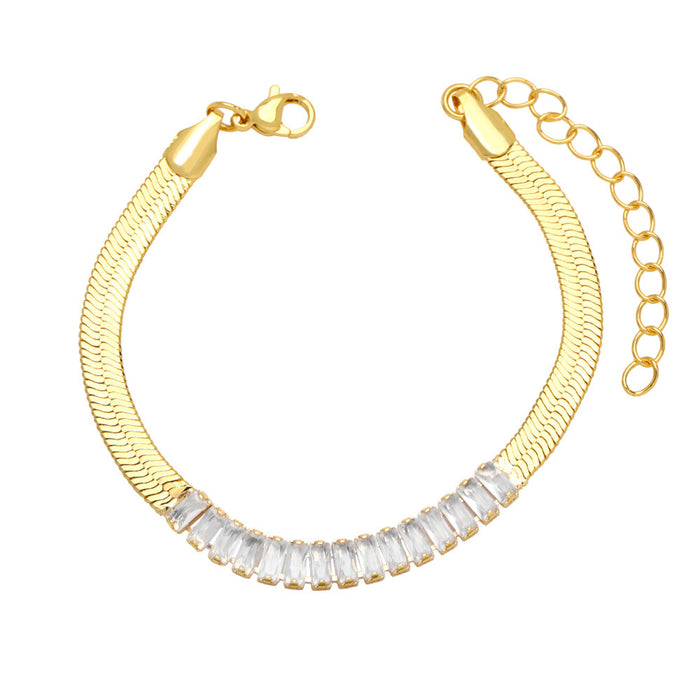 Wholesale Bracelet Copper Plated 18K Gold Zircon Colored Snake Bone Chain JDC-PREMAS-BT-021