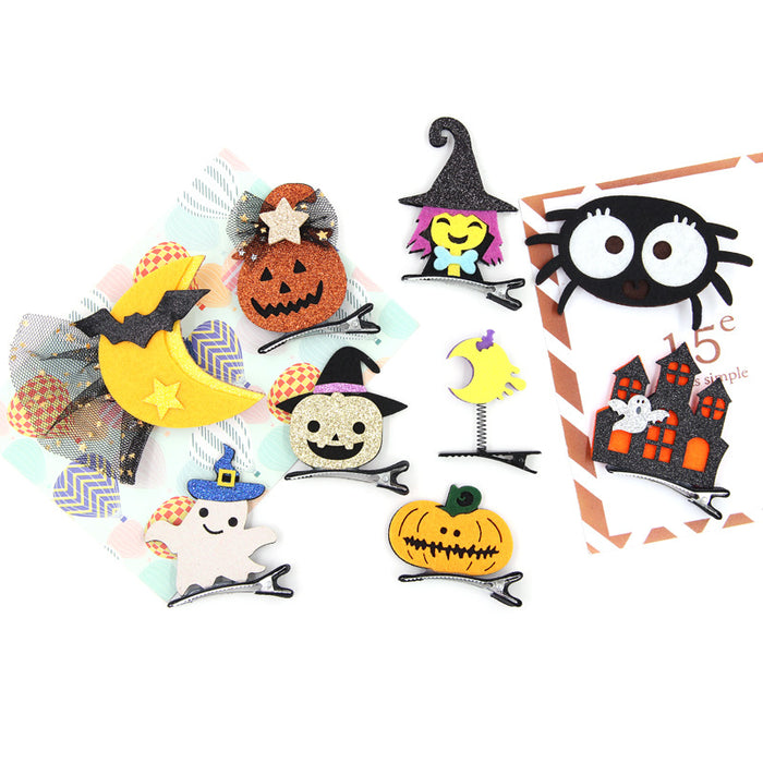 Wholesale Hair Clips Felt Metal Halloween Spooky Castle Bat MOQ≥2 JDC-HC-YiQ001