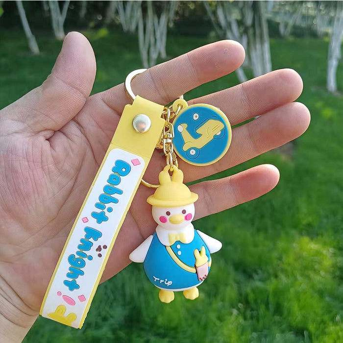 Wholesale creative funny crooked duck key chain cartoon couple MOQ≥3 JDC-KC-YChaang006