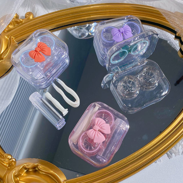 Wholesale Bow Knot Transparent Contact Lens Case Plastic Portable (M) MOQ≥2 JDC-GA-Qingdu004