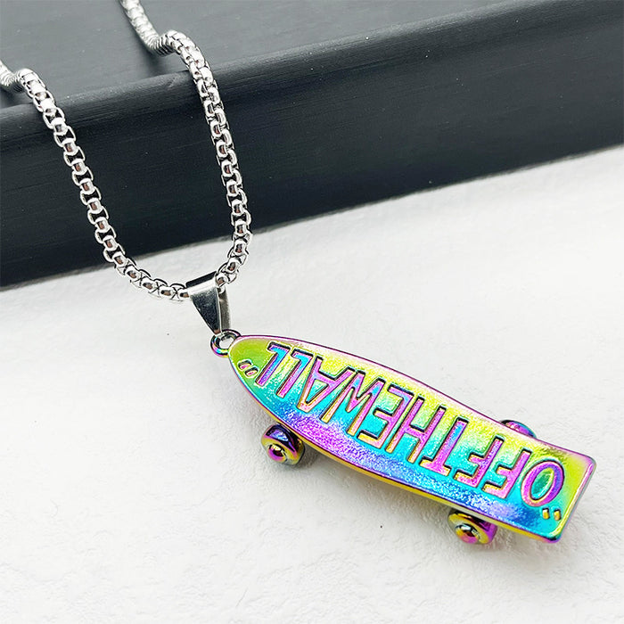 Wholesale Necklace Titanium Steel Skateboard Glasses Pendant Men Necklace JDC-NE-YiL009