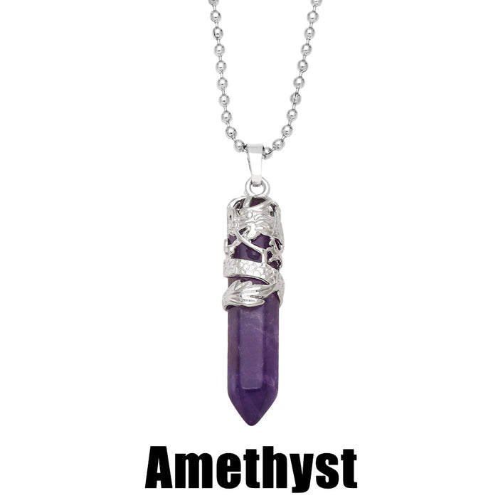 Wholesale Necklace Crystal Onyx Single Point Hexagonal Column MOQ≥2 JDC-NE-PREMAS019