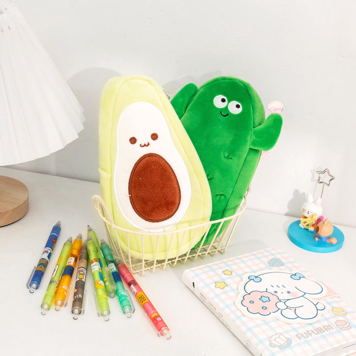 Wholesale Pencil Bags Plush Toast Strawberry Avocado Cute Large Capacity MOQ≥4 JDC-PB-buji003