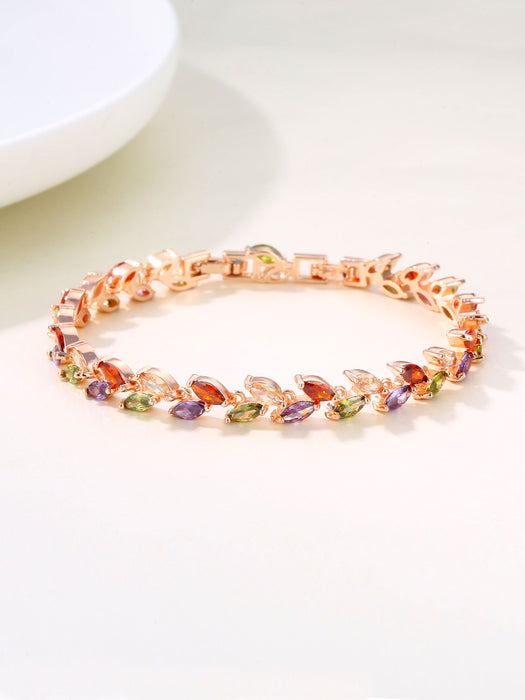 Jewelry WholesaleWholesale colorful crystal willow leaf copper zircon bracelet MOQ≥2 JDC-BT-Kas003 Bracelet 卡诗 %variant_option1% %variant_option2% %variant_option3%  Factory Price JoyasDeChina Joyas De China