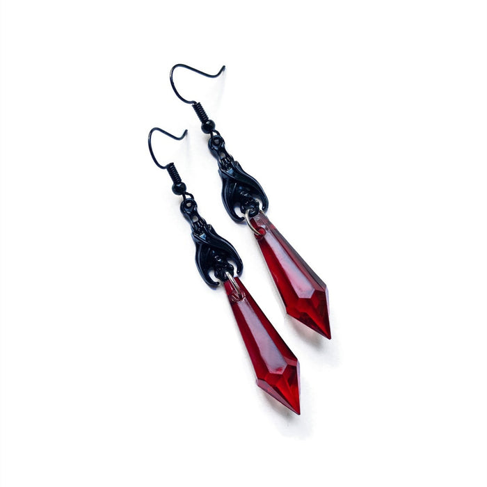 Wholesale Earrings Alloy Red Black Gemstone Pendant JDC-ES-AnM001