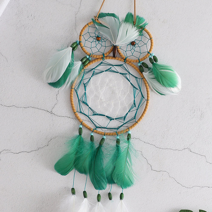 Wholesale Owl Iron Ring Feather Dreamcatcher MOQ≥2 JDC-DC-ZH008