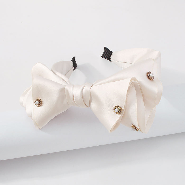 Wholesale Headband Satin Fabric Alloy Imitation Pearl Gorgeous Elegant JDC-HD-YuL105