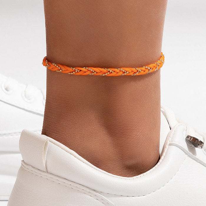 Wholesale Ethnic Wind Braided Twist Color Cord Anklets Single MOQ≥2 JDC-AS-MoM001