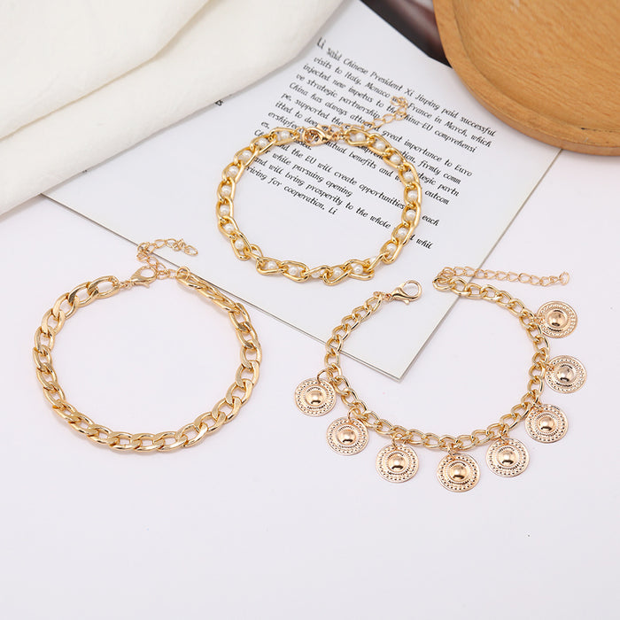 Jewelry WholesaleWholesale Thick Chain Personality 3 Piece Anklet JDC-AS-Ly009 Anklets 乐钰 %variant_option1% %variant_option2% %variant_option3%  Factory Price JoyasDeChina Joyas De China