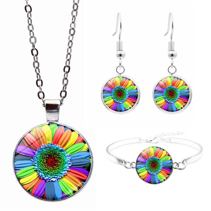 Wholesale LGBT Rainbow Flag Pride Day Necklace Bracelet Stud Earrings Set JDC-NE-JiaYun006